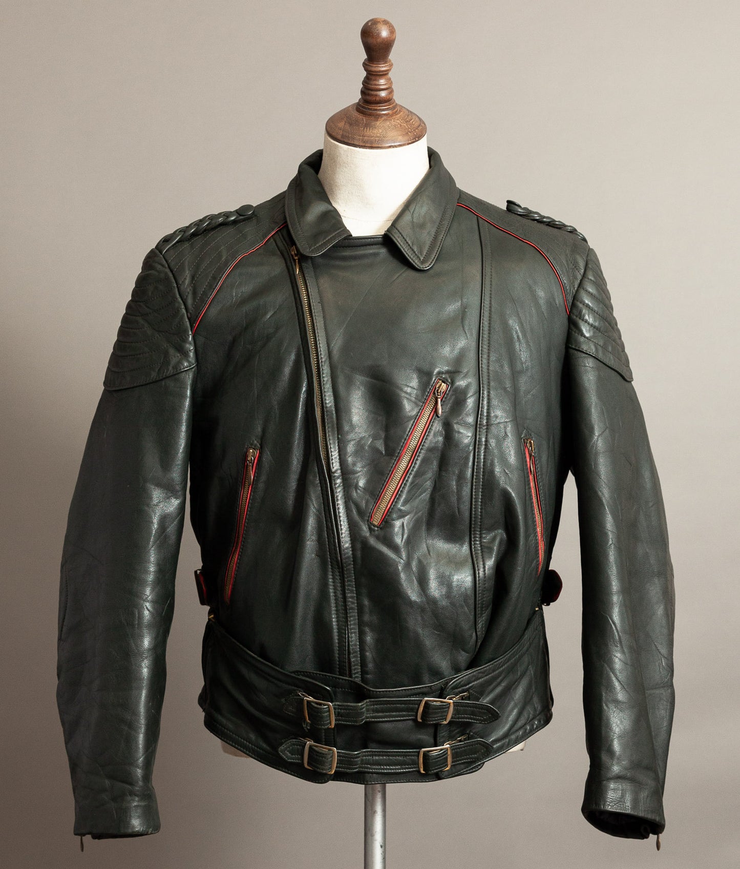 Vintage 1950s German Leather Motorrad Motorcycle Jacket