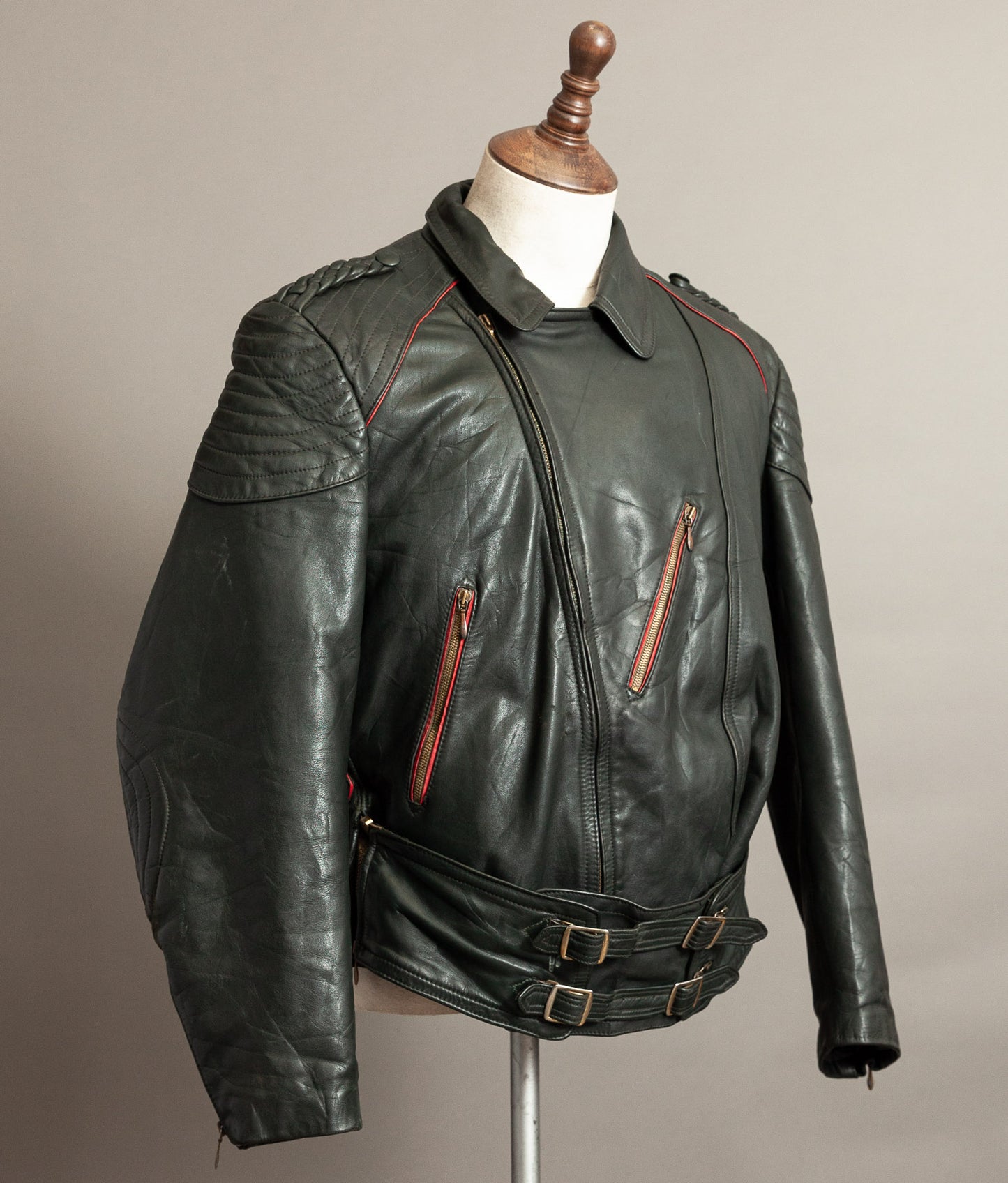 Vintage 1950s German Leather Motorrad Motorcycle Jacket
