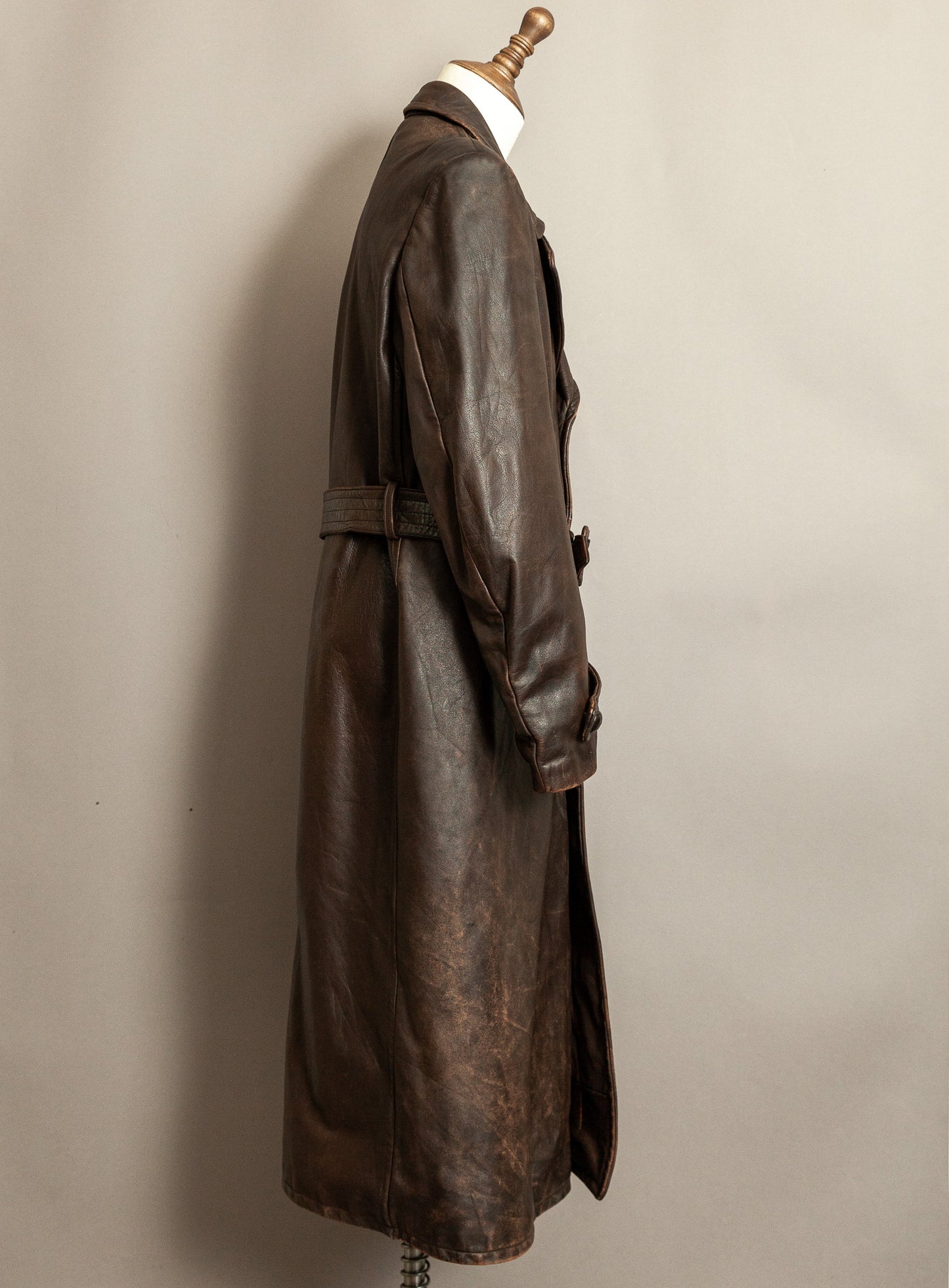 1940s German Wehrmacht Officer's Horsehide Leather Trench Coat (XL)