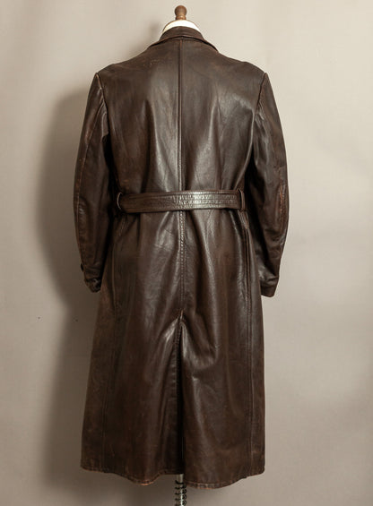 1940s German Wehrmacht Officer's Horsehide Leather Trench Coat (XL)
