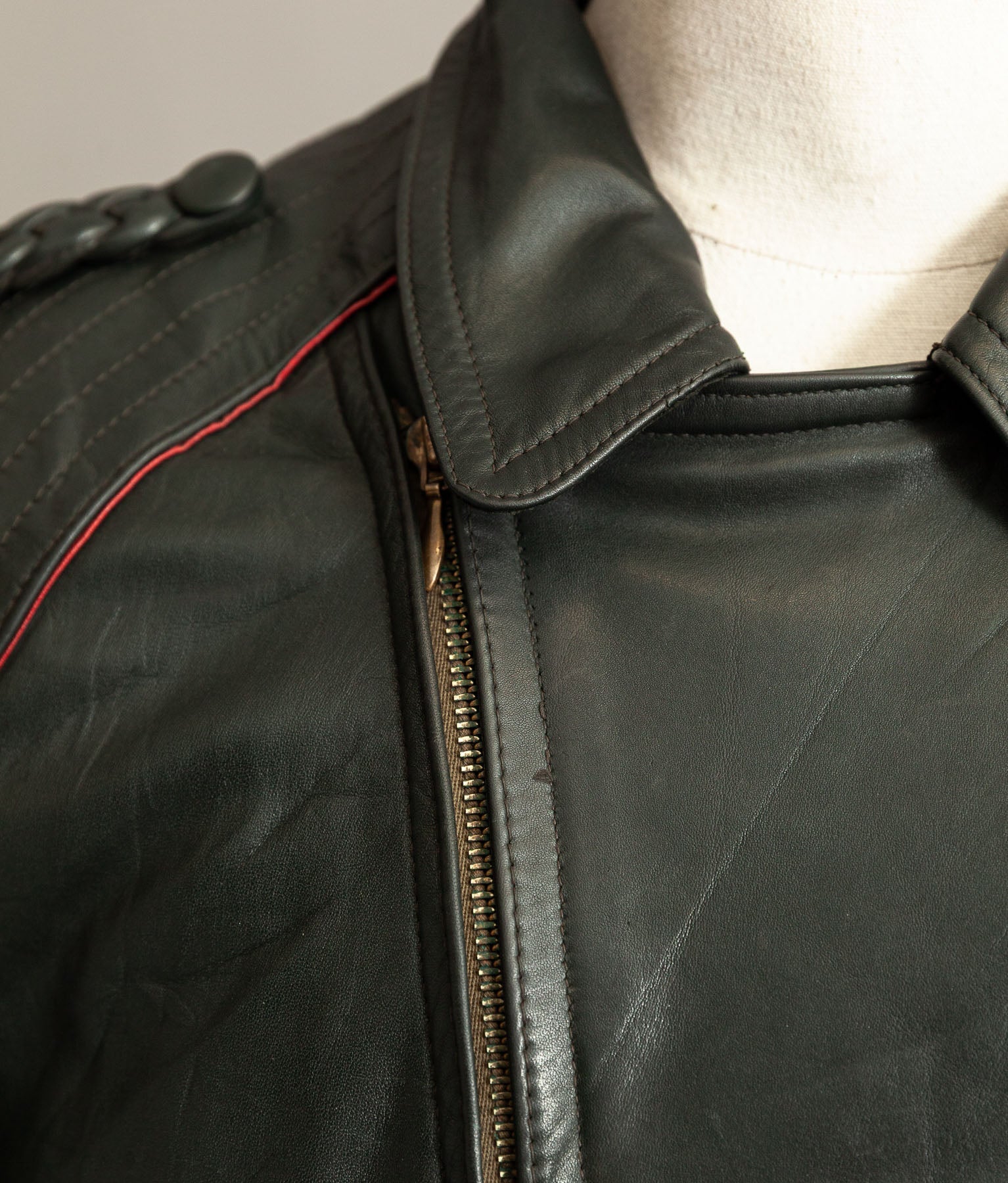 Vintage 1950s German Leather Motorrad Motorcycle Jacket