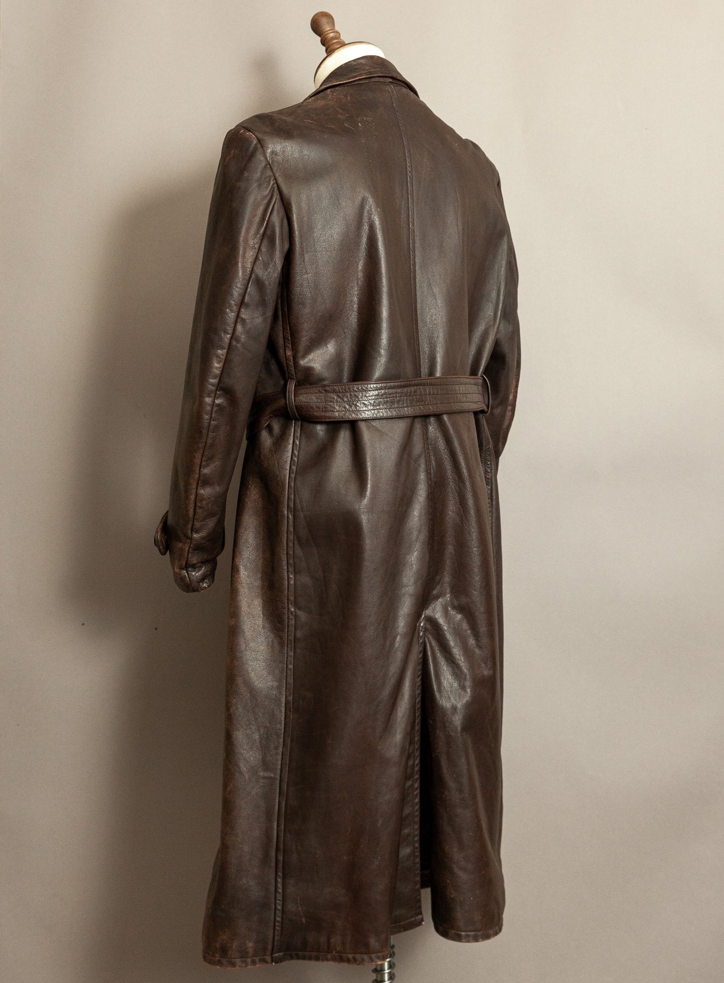 1940s German Wehrmacht Officer's Horsehide Leather Trench Coat (XL)