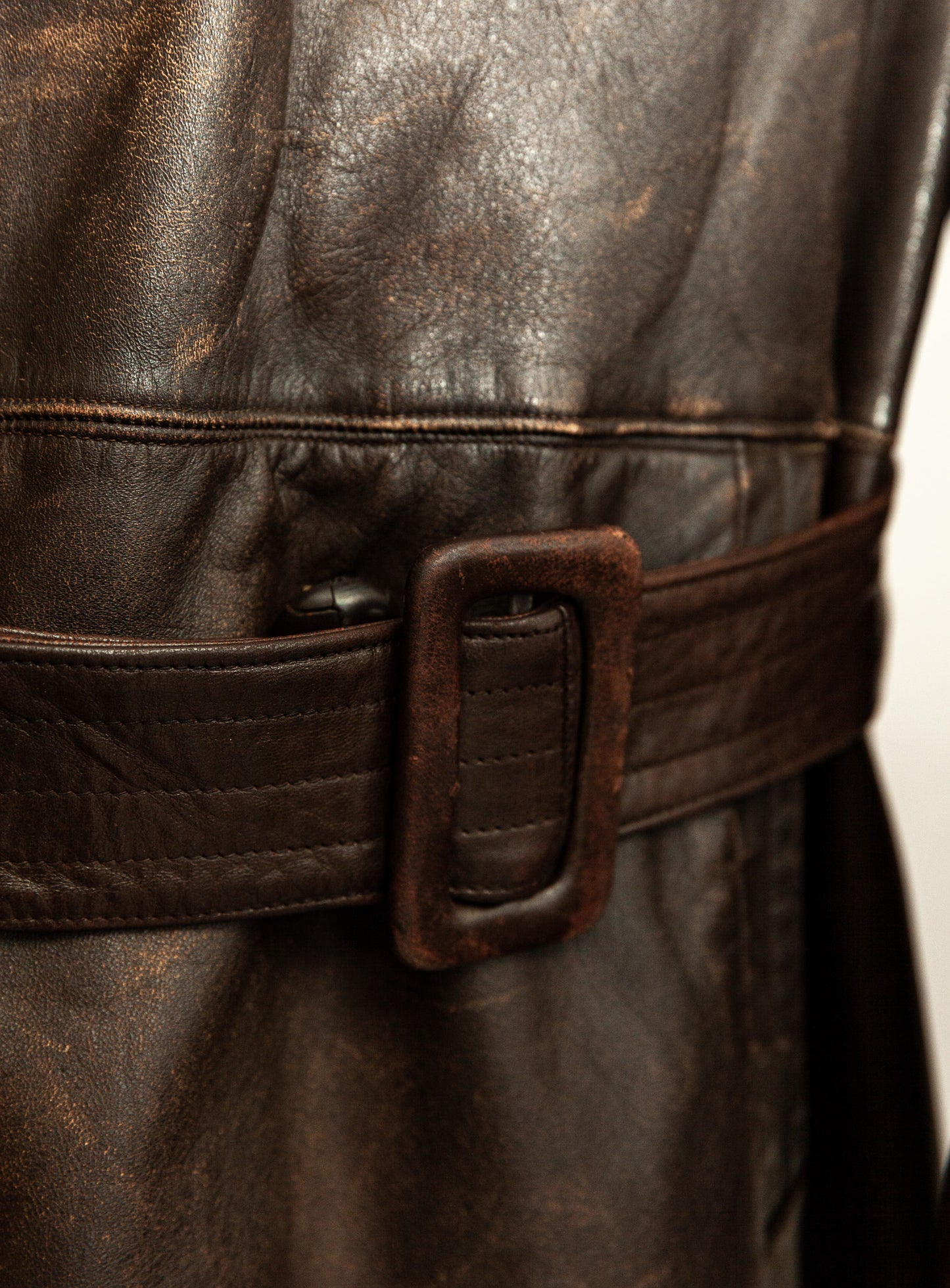 1940s German Wehrmacht Officer's Horsehide Leather Trench Coat (XL)