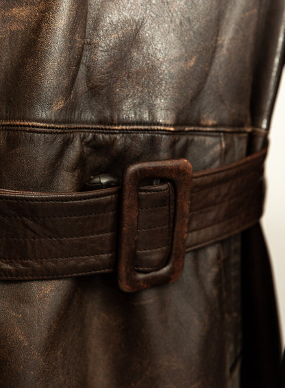 1940s German Wehrmacht Officer's Horsehide Leather Trench Coat (XL)