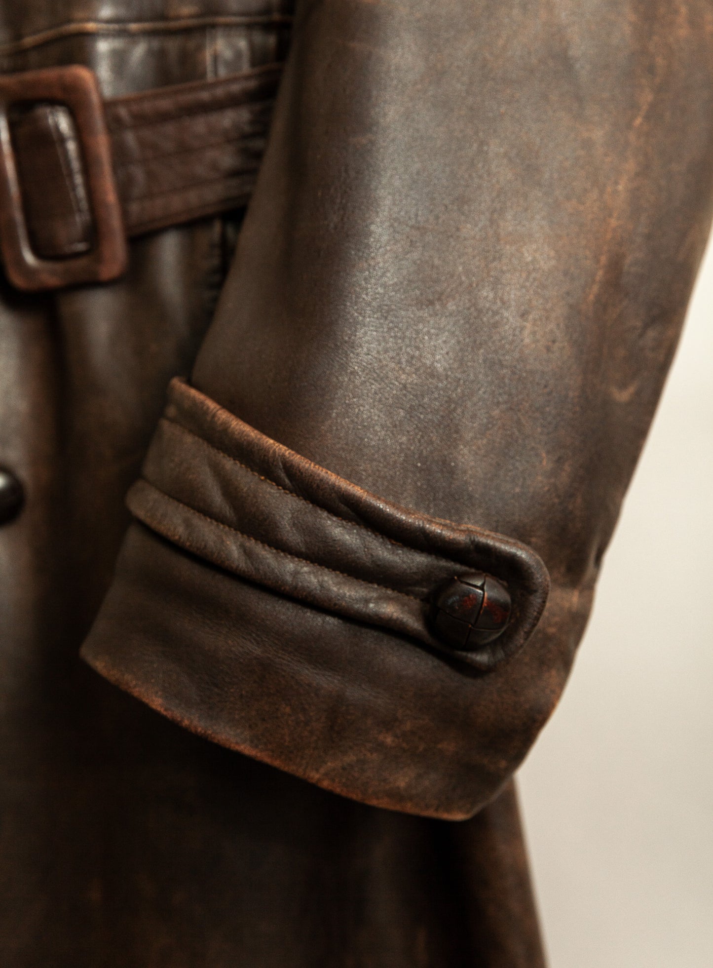 1940s German Wehrmacht Officer's Horsehide Leather Trench Coat (XL)