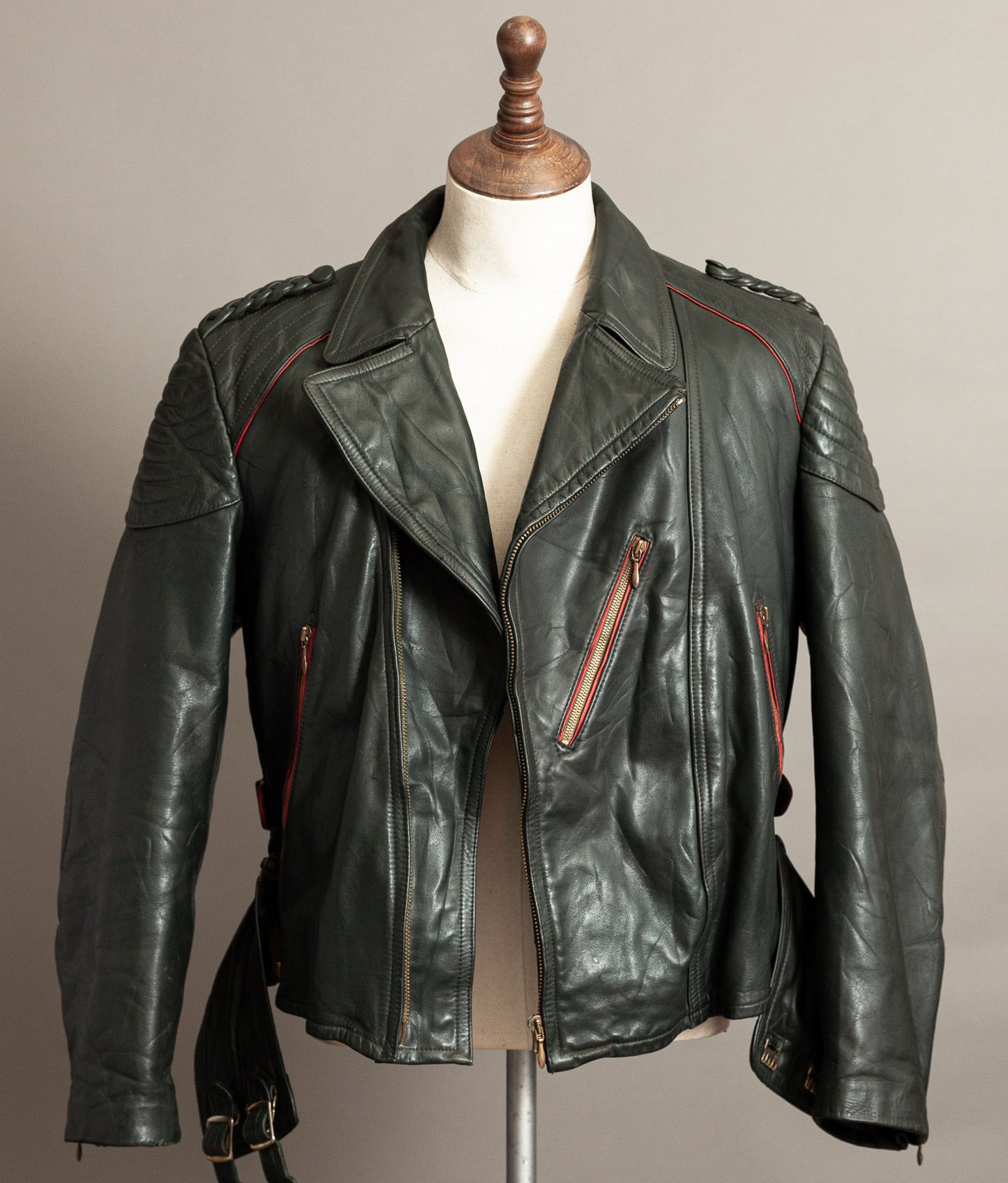 Vintage 1950s German Leather Motorrad Motorcycle Jacket