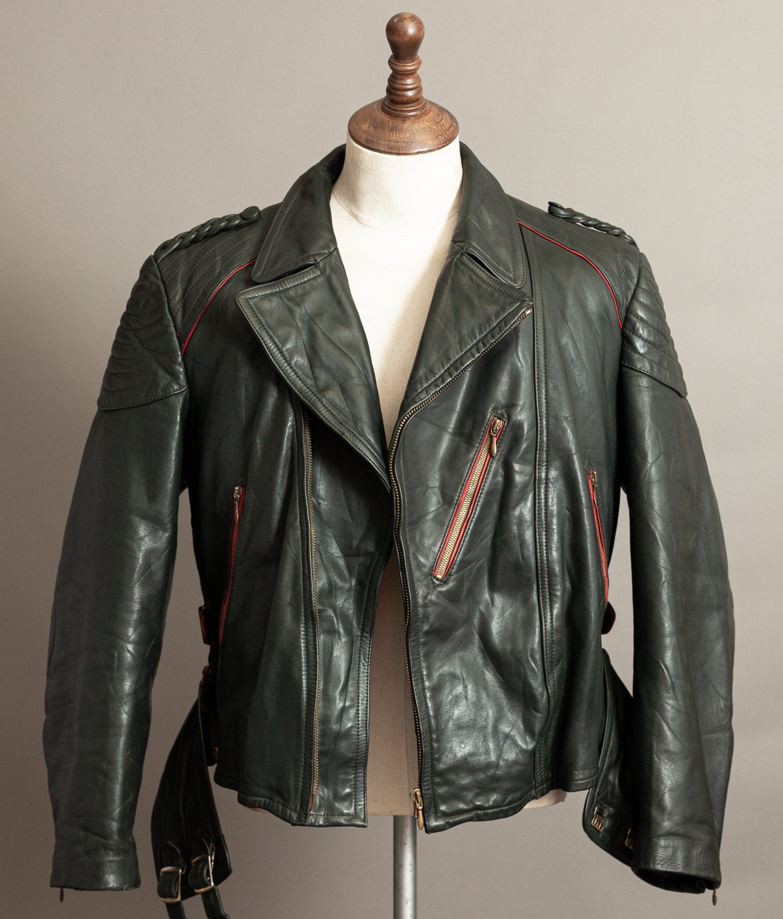 Vintage 1950s German Leather Motorrad Motorcycle Jacket