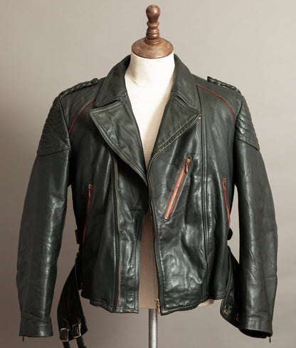 Vintage 1950s German Leather Motorrad Motorcycle Jacket