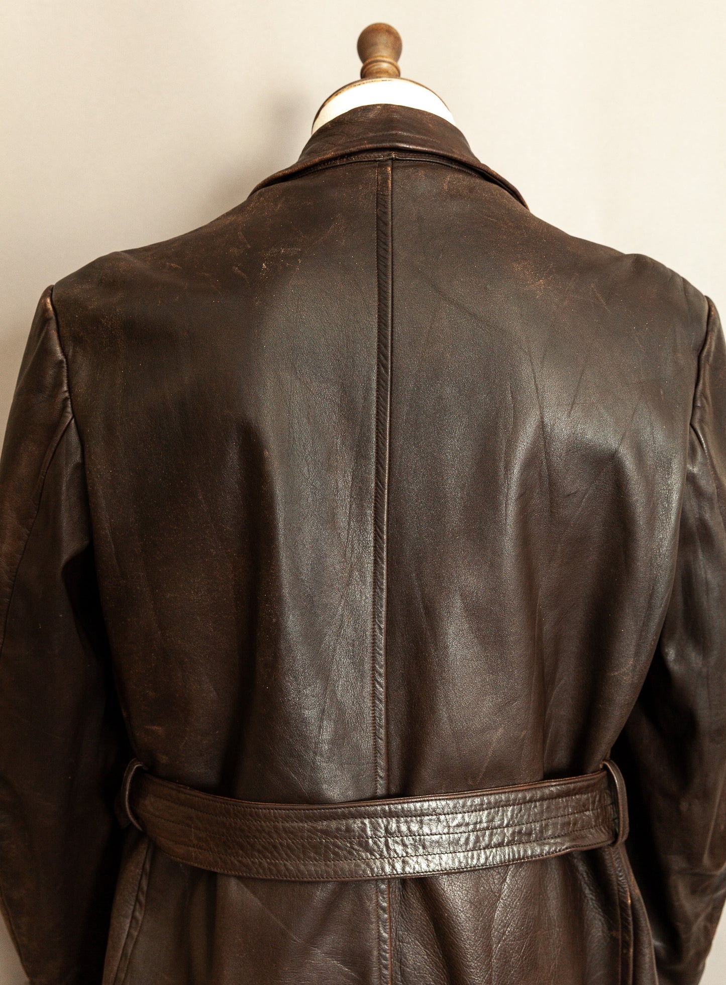 1940s German Wehrmacht Officer's Horsehide Leather Trench Coat (XL)