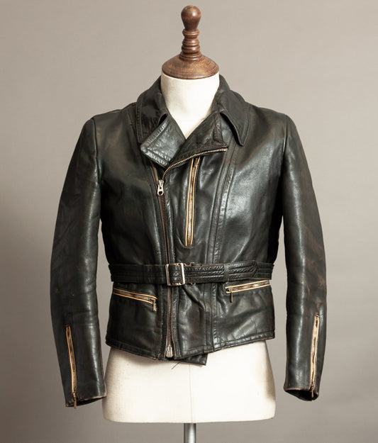 Vintage 1950s German Cowhide Leather Motorrad Motorcycle Jacket