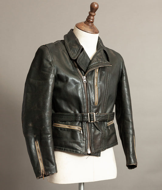 Vintage 1950s German Cowhide Leather Motorrad Motorcycle Jacket