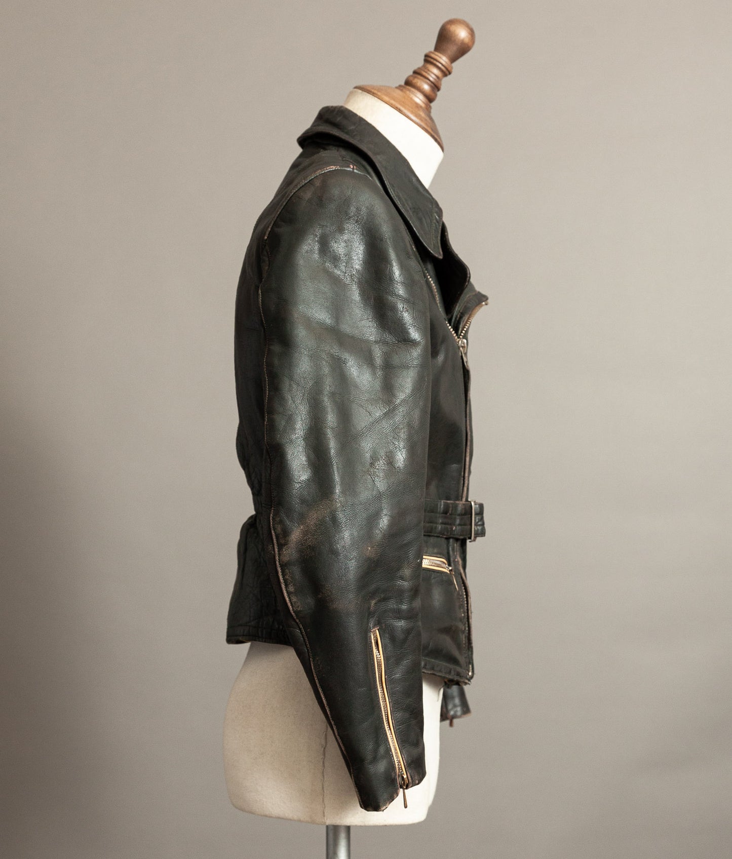 Vintage 1950s German Cowhide Leather Motorrad Motorcycle Jacket