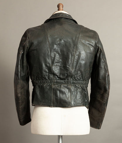 Vintage 1950s German Cowhide Leather Motorrad Motorcycle Jacket
