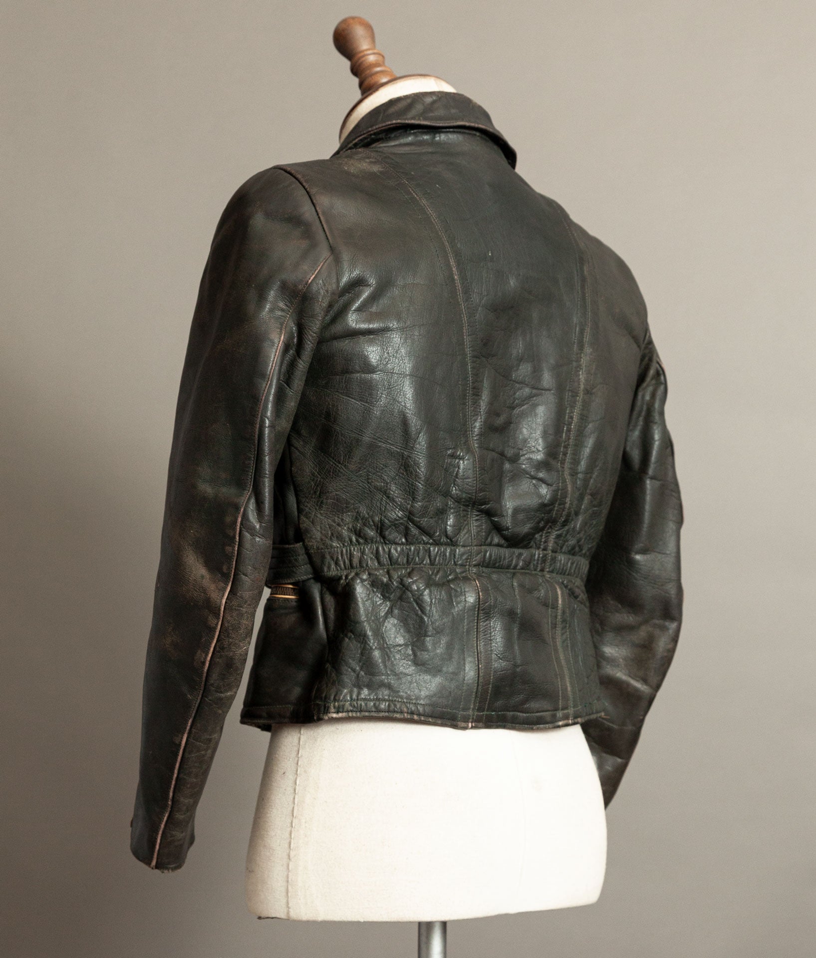 Vintage 1950s German Cowhide Leather Motorrad Motorcycle Jacket
