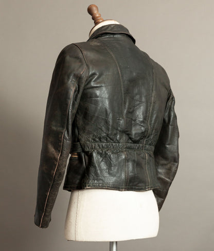 Vintage 1950s German Cowhide Leather Motorrad Motorcycle Jacket