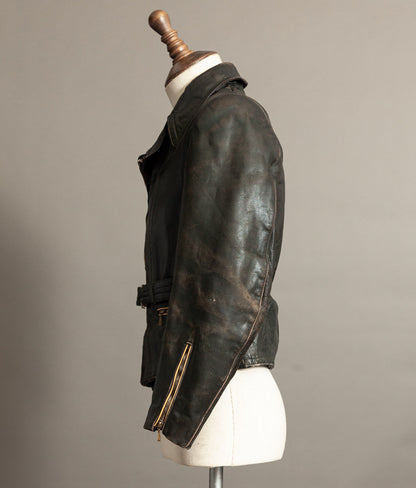 Vintage 1950s German Cowhide Leather Motorrad Motorcycle Jacket