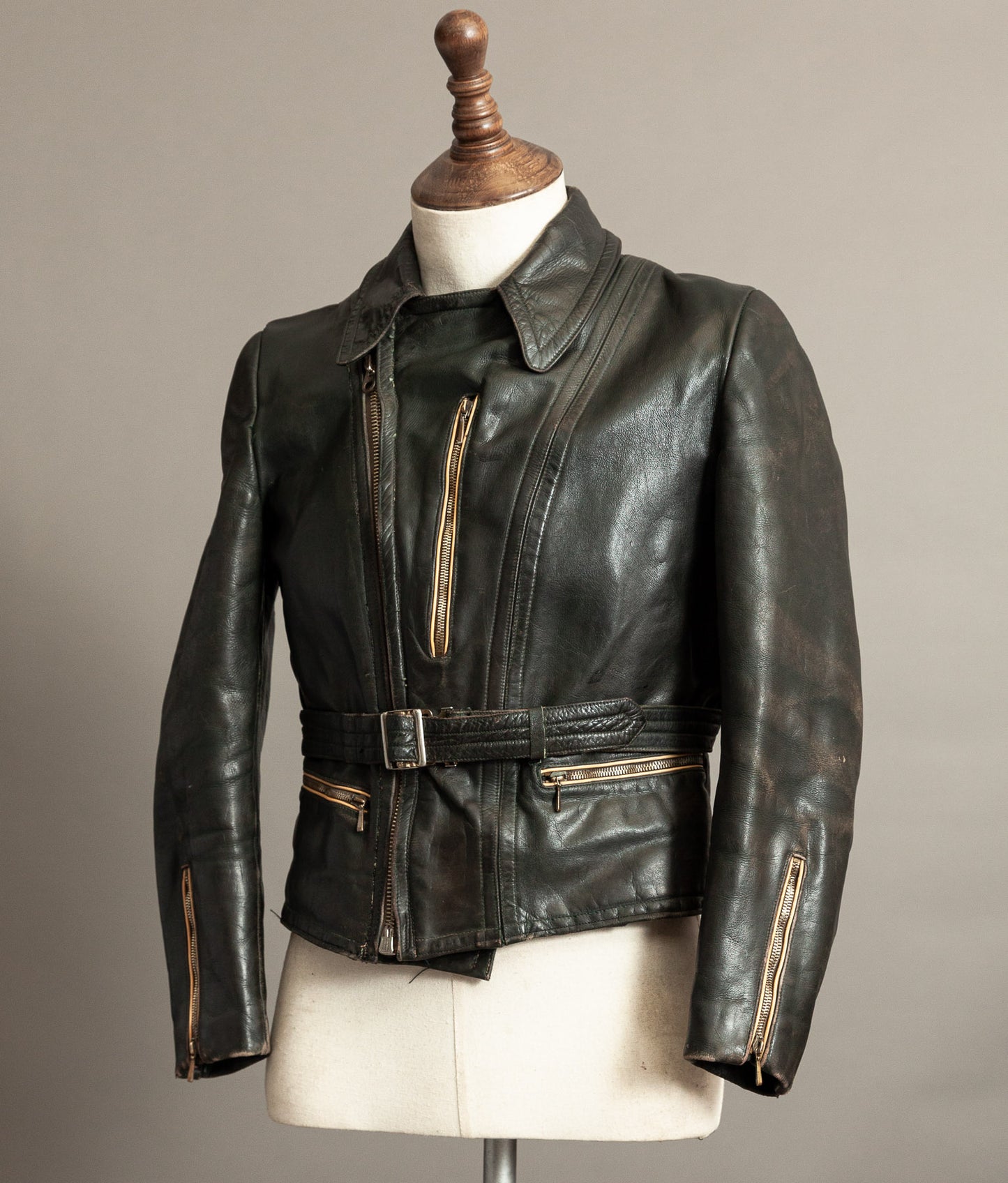 Vintage 1950s German Cowhide Leather Motorrad Motorcycle Jacket