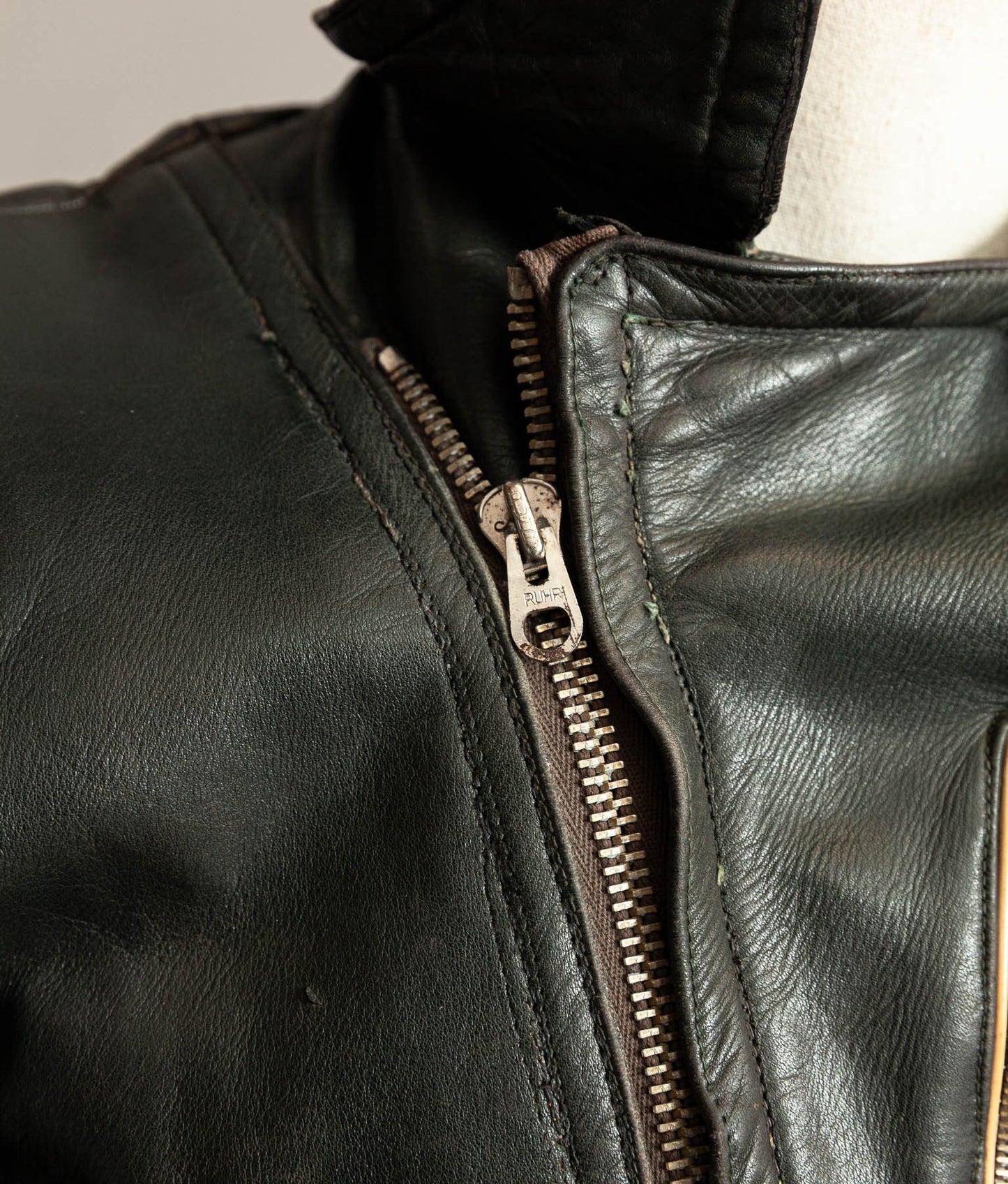 Vintage 1950s German Cowhide Leather Motorrad Motorcycle Jacket