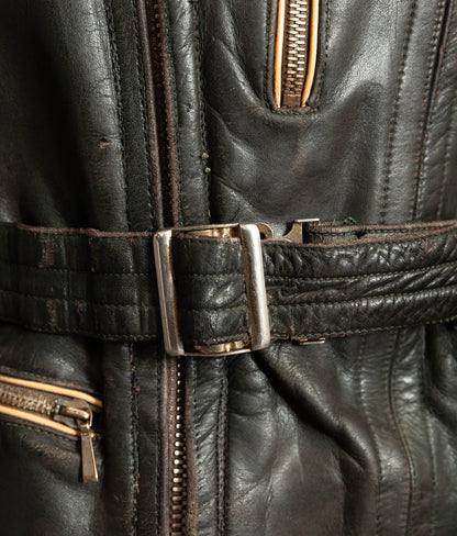Vintage 1950s German Cowhide Leather Motorrad Motorcycle Jacket