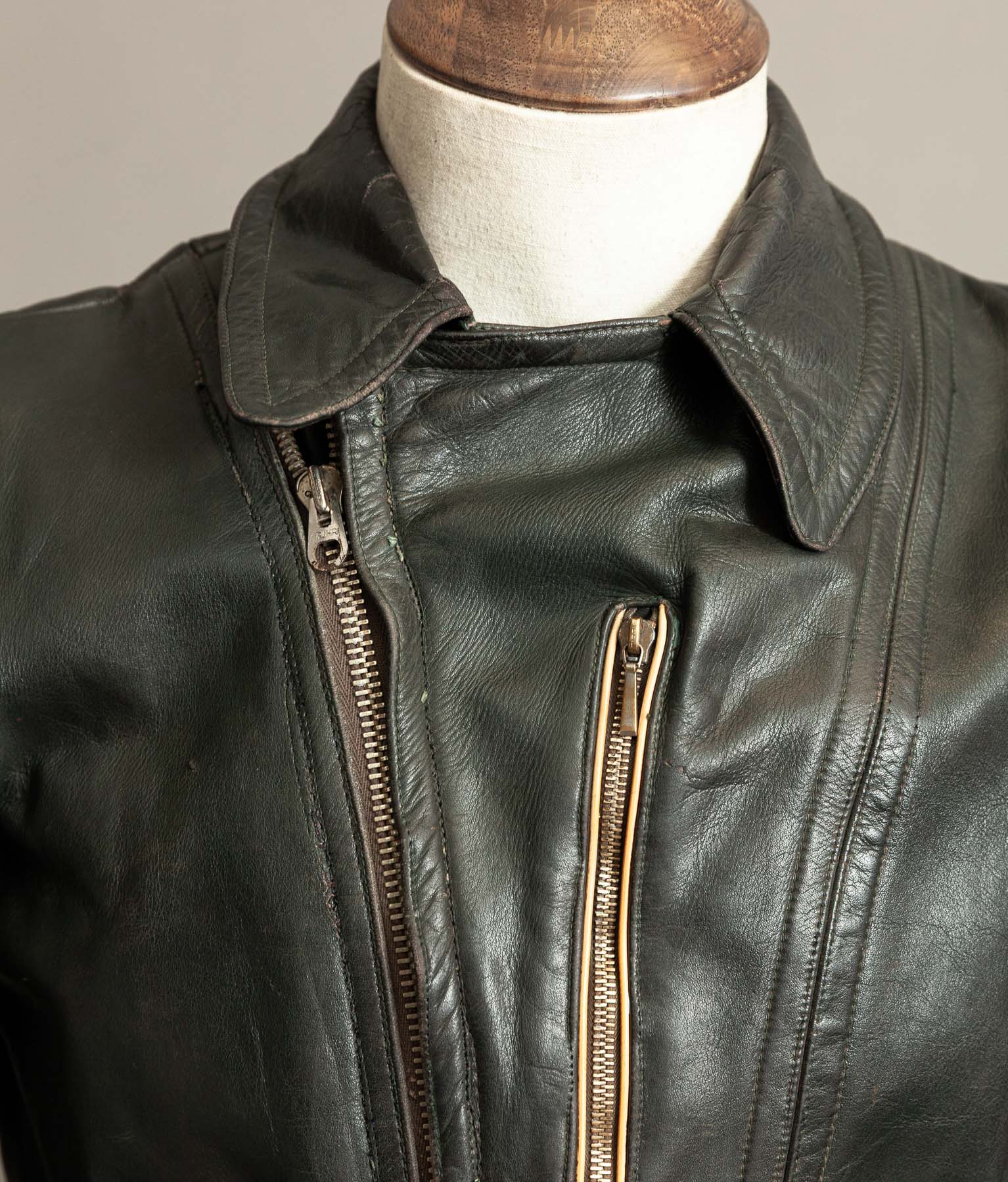 Vintage 1950s German Cowhide Leather Motorrad Motorcycle Jacket