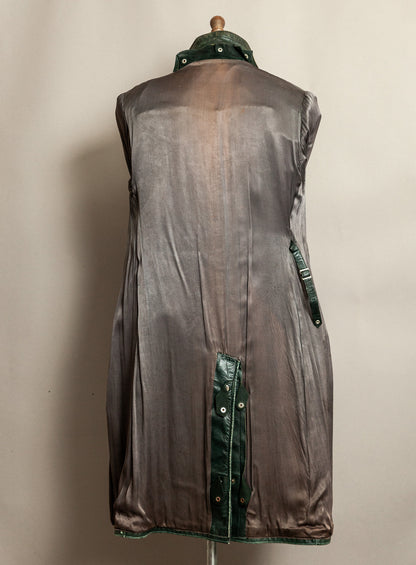 Vintage 1930s–40s German Green Horsehide Leather Trench Coat L (44)
