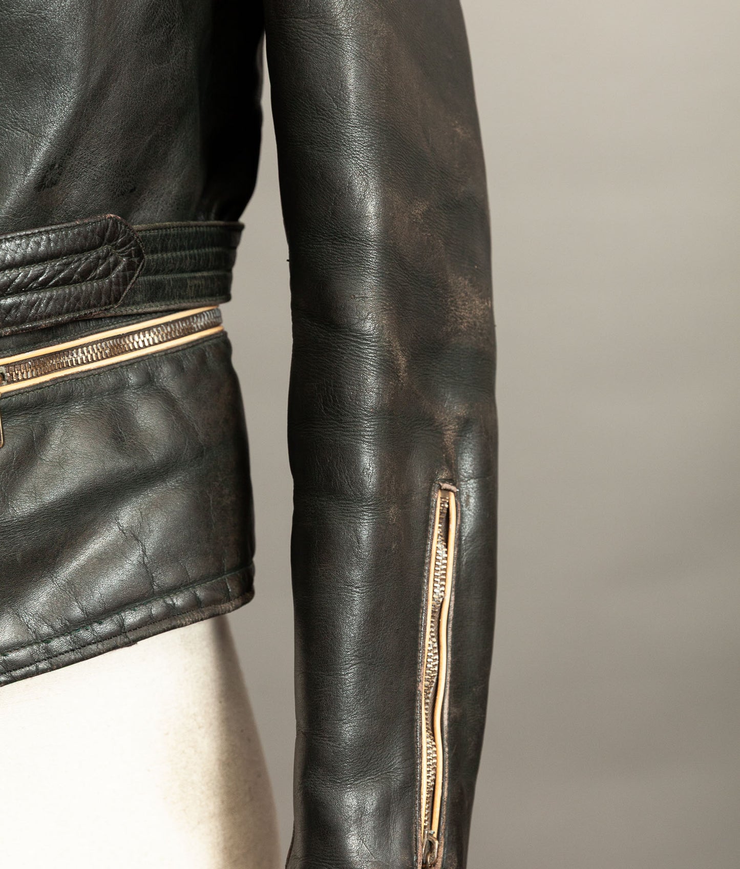 Vintage 1950s German Cowhide Leather Motorrad Motorcycle Jacket
