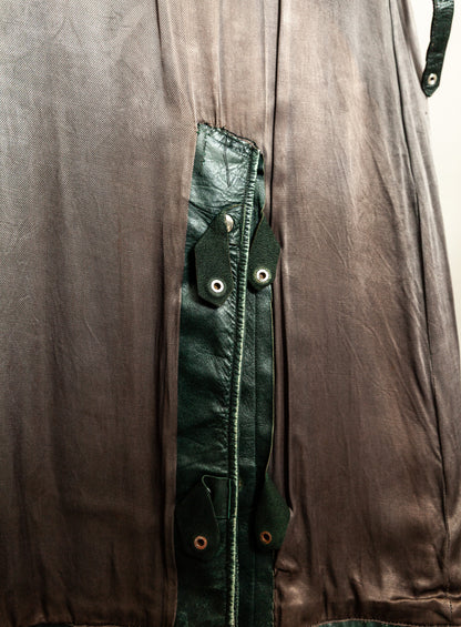 Vintage 1930s–40s German Green Horsehide Leather Trench Coat L (44)