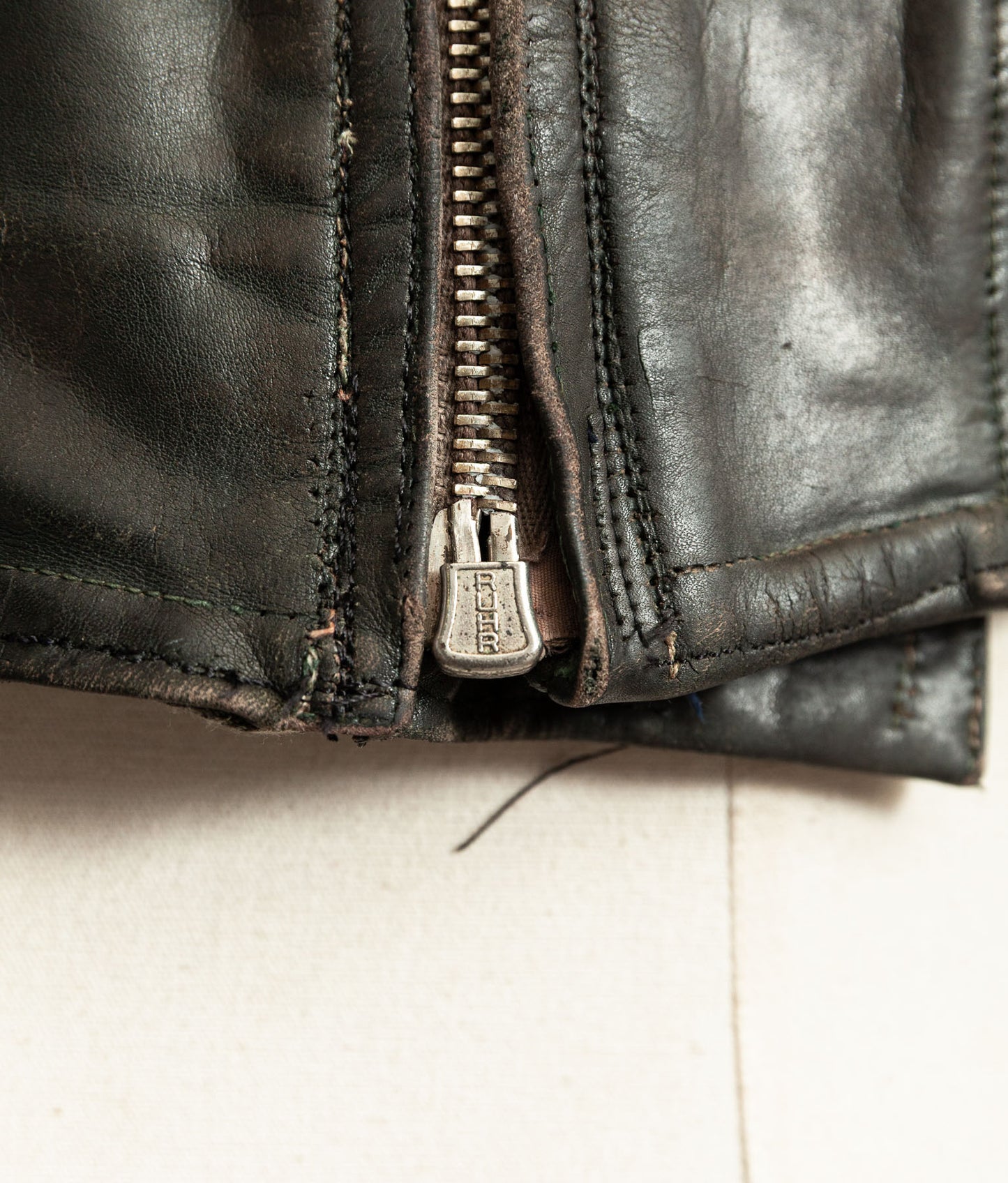 Vintage 1950s German Cowhide Leather Motorrad Motorcycle Jacket