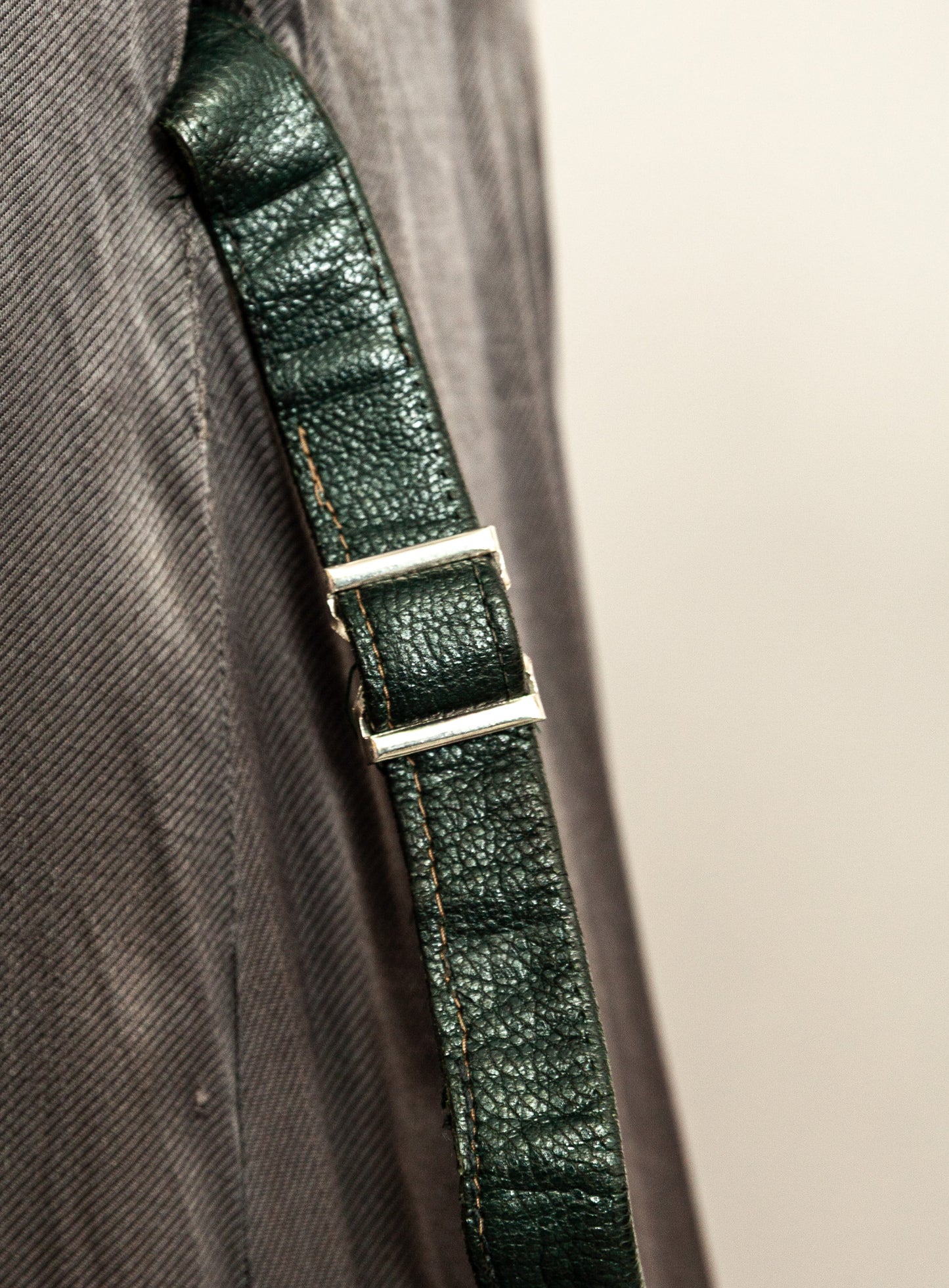 Vintage 1930s–40s German Green Horsehide Leather Trench Coat L (44)