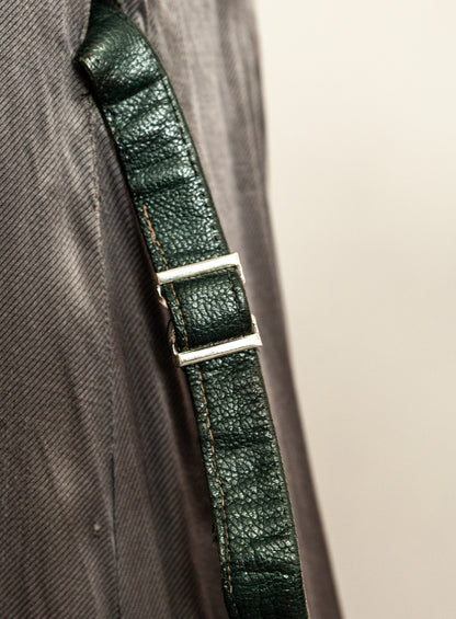 Vintage 1930s–40s German Green Horsehide Leather Trench Coat L (44)