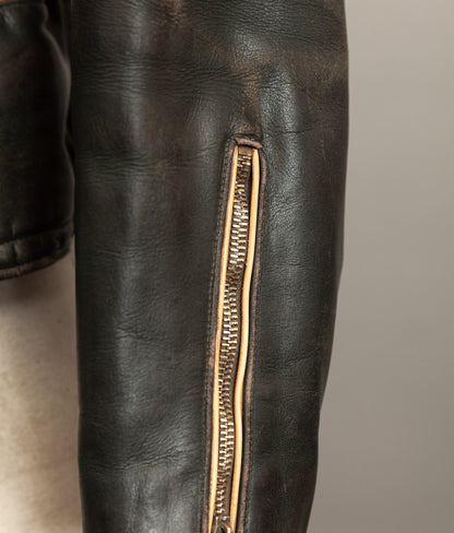 Vintage 1950s German Cowhide Leather Motorrad Motorcycle Jacket