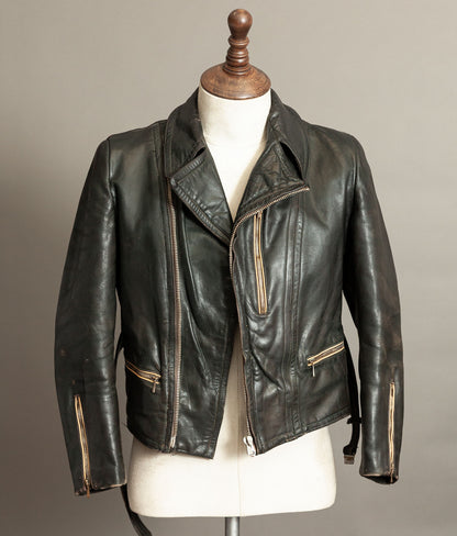 Vintage 1950s German Cowhide Leather Motorrad Motorcycle Jacket
