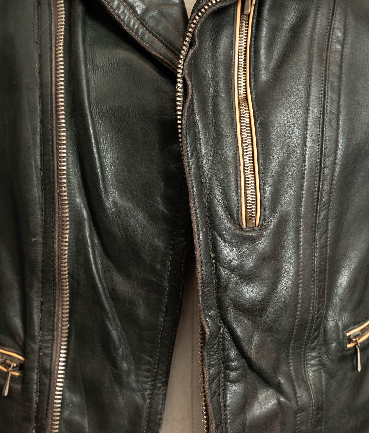 Vintage 1950s German Cowhide Leather Motorrad Motorcycle Jacket