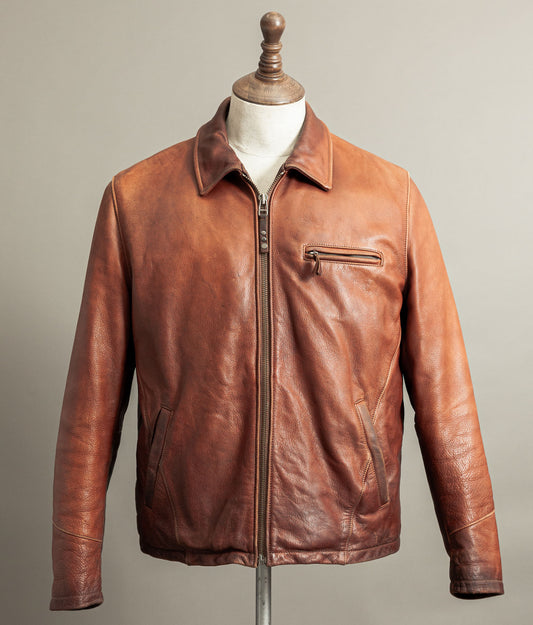 Vintage 1990s Chevignon Cognac Cowhide Leather Jacket