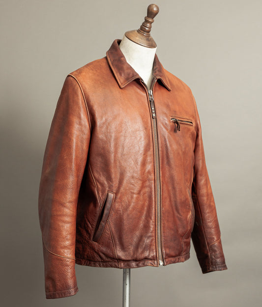 Vintage 1990s Chevignon Cognac Cowhide Leather Jacket