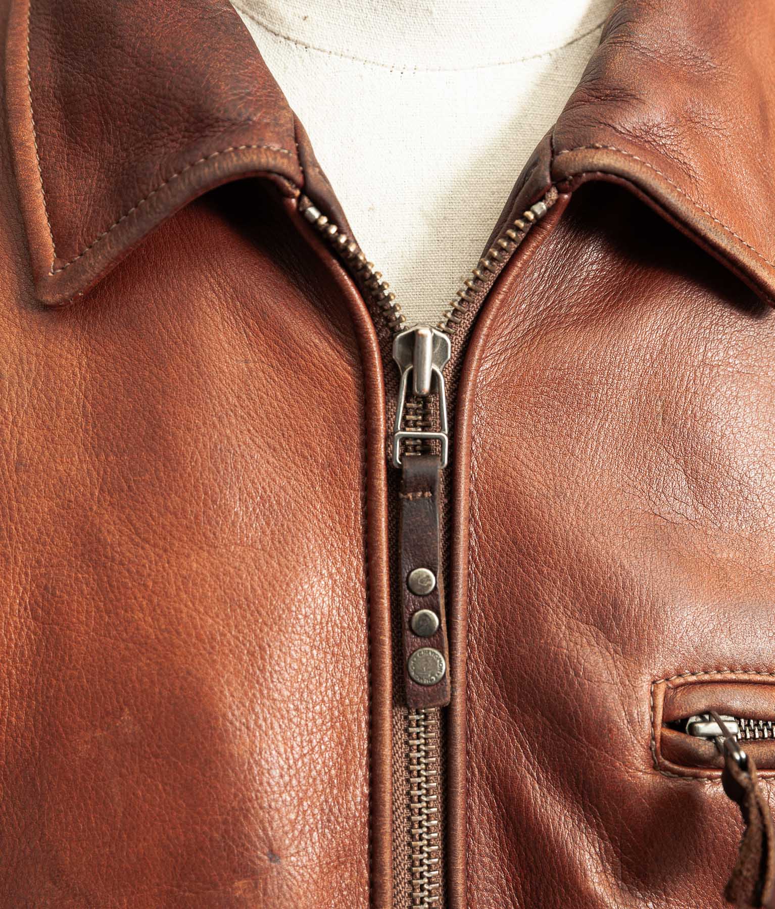 Vintage 1990s Chevignon Cognac Cowhide Leather Jacket