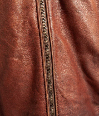 Vintage 1990s Chevignon Cognac Cowhide Leather Jacket
