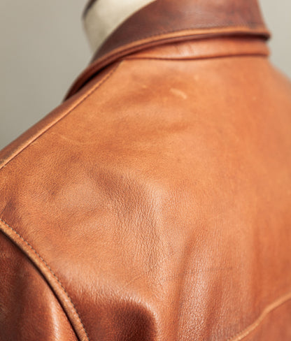 Vintage 1990s Chevignon Cognac Cowhide Leather Jacket