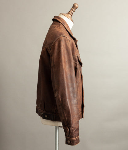 Vintage 1990s Redskins Buffalo Hide Leather Trucker Jacket