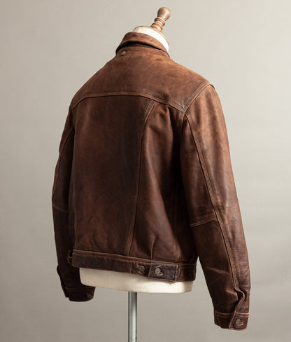 Vintage 1990s Redskins Buffalo Hide Leather Trucker Jacket