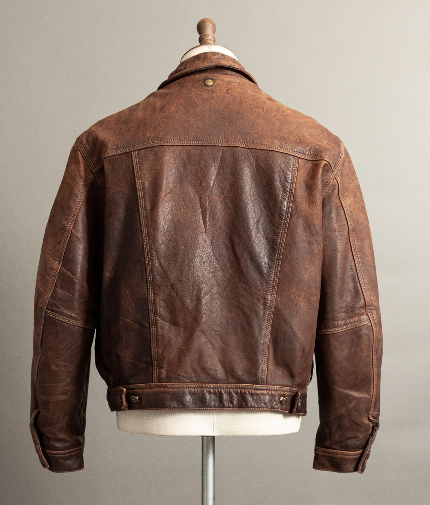 Vintage 1990s Redskins Buffalo Hide Leather Trucker Jacket