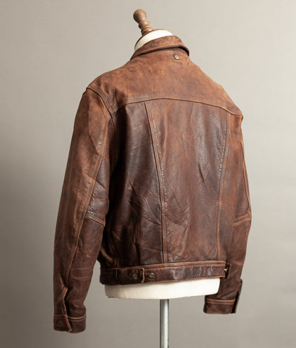 Vintage 1990s Redskins Buffalo Hide Leather Trucker Jacket