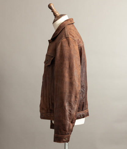 Vintage 1990s Redskins Buffalo Hide Leather Trucker Jacket