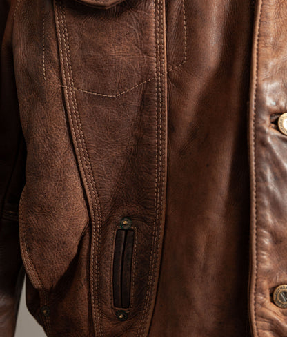 Vintage 1990s Redskins Buffalo Hide Leather Trucker Jacket