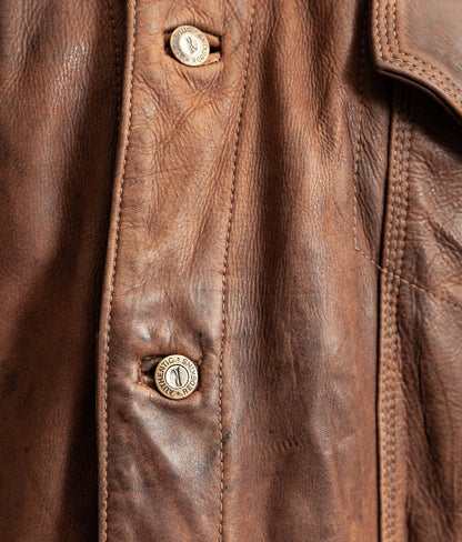 Vintage 1990s Redskins Buffalo Hide Leather Trucker Jacket