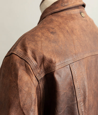 Vintage 1990s Redskins Buffalo Hide Leather Trucker Jacket