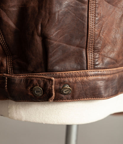 Vintage 1990s Redskins Buffalo Hide Leather Trucker Jacket
