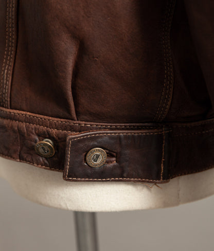 Vintage 1990s Redskins Buffalo Hide Leather Trucker Jacket
