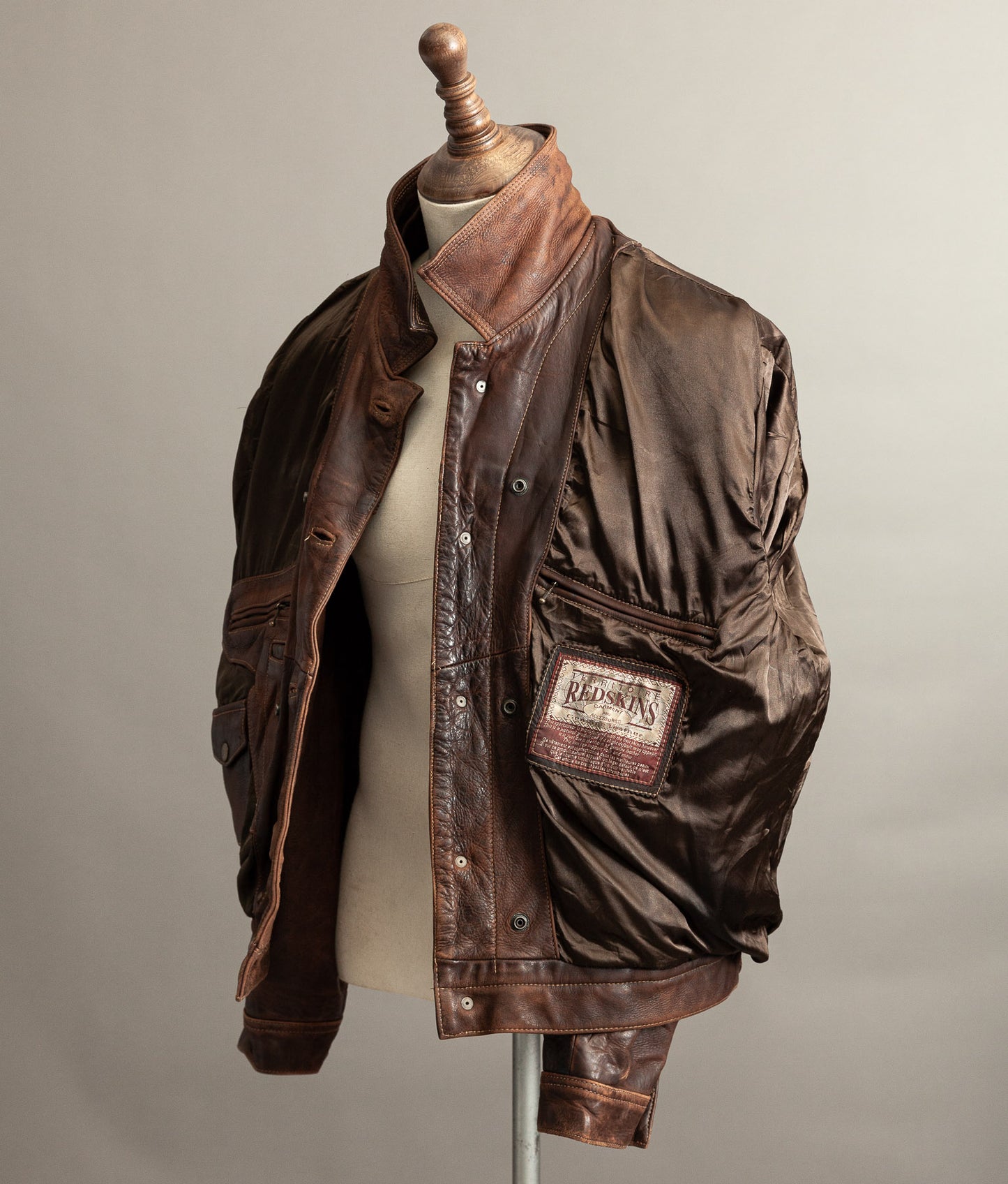 Vintage 1990s Redskins Buffalo Hide Leather Trucker Jacket