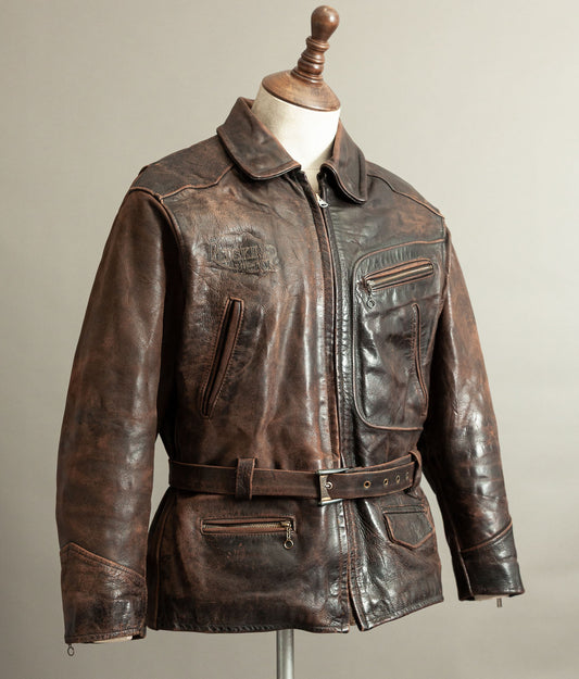 Vintage 1980s Redskins Motors Buffalo Hide Leather Motorcycle Jacket